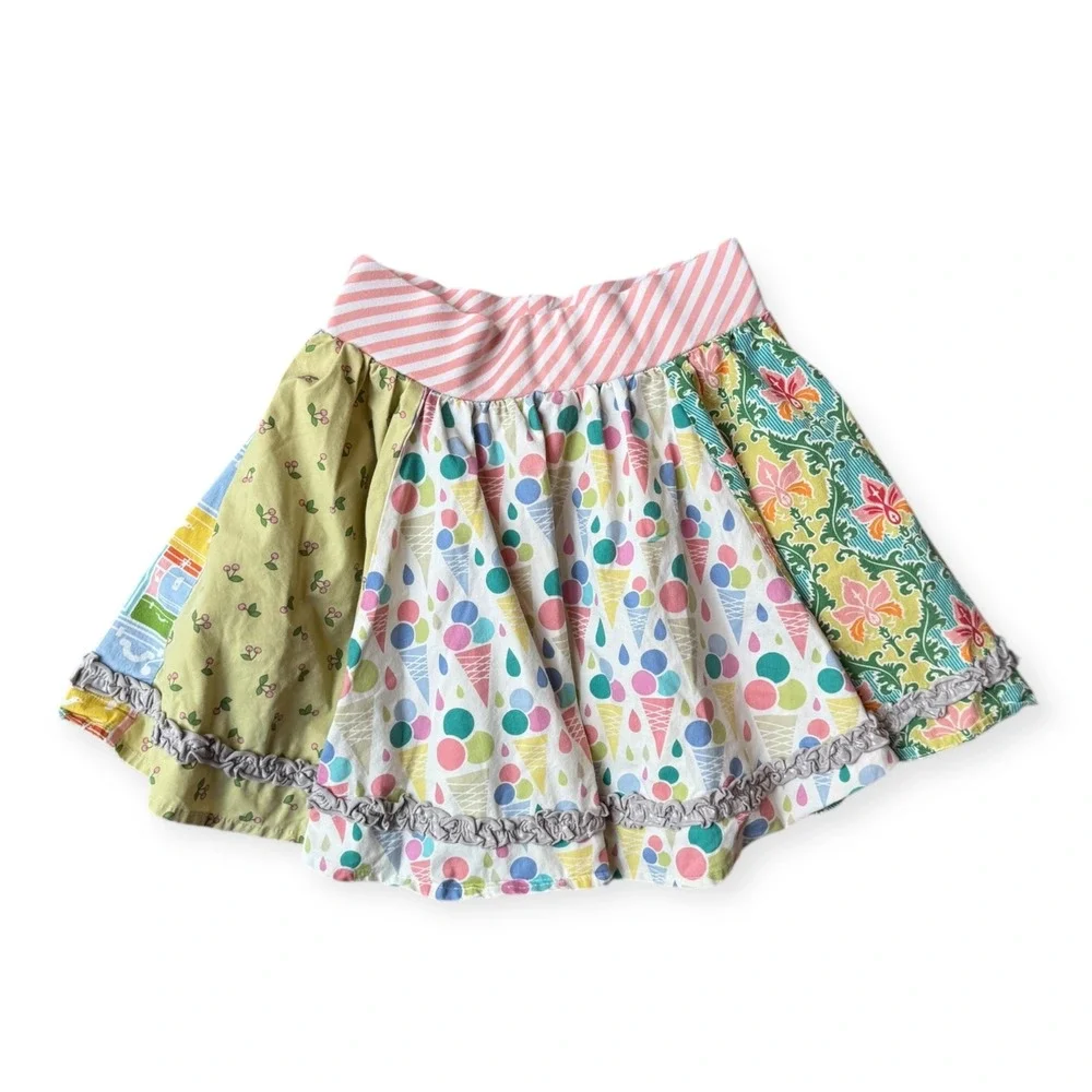 Matilda Jane Girls Patchwork Ice Cream Fruit Skirt Size 6